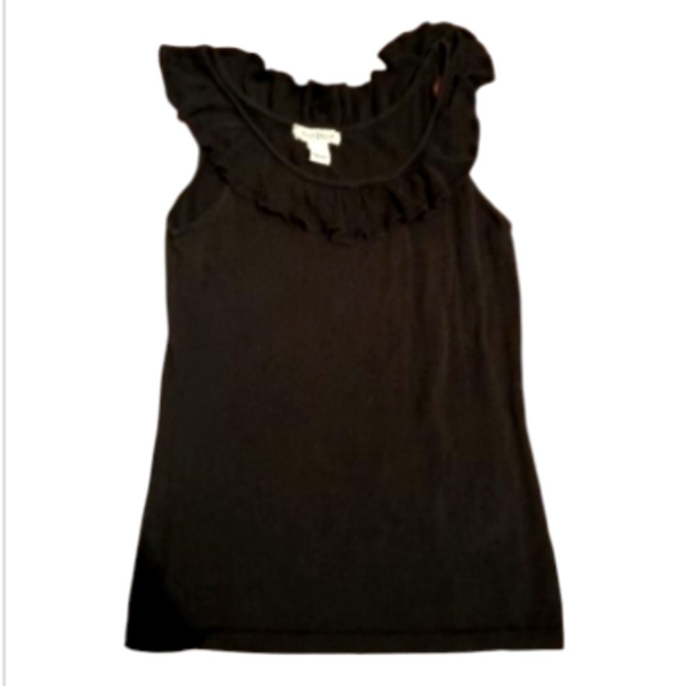 Black Ruffled Women Tank Top